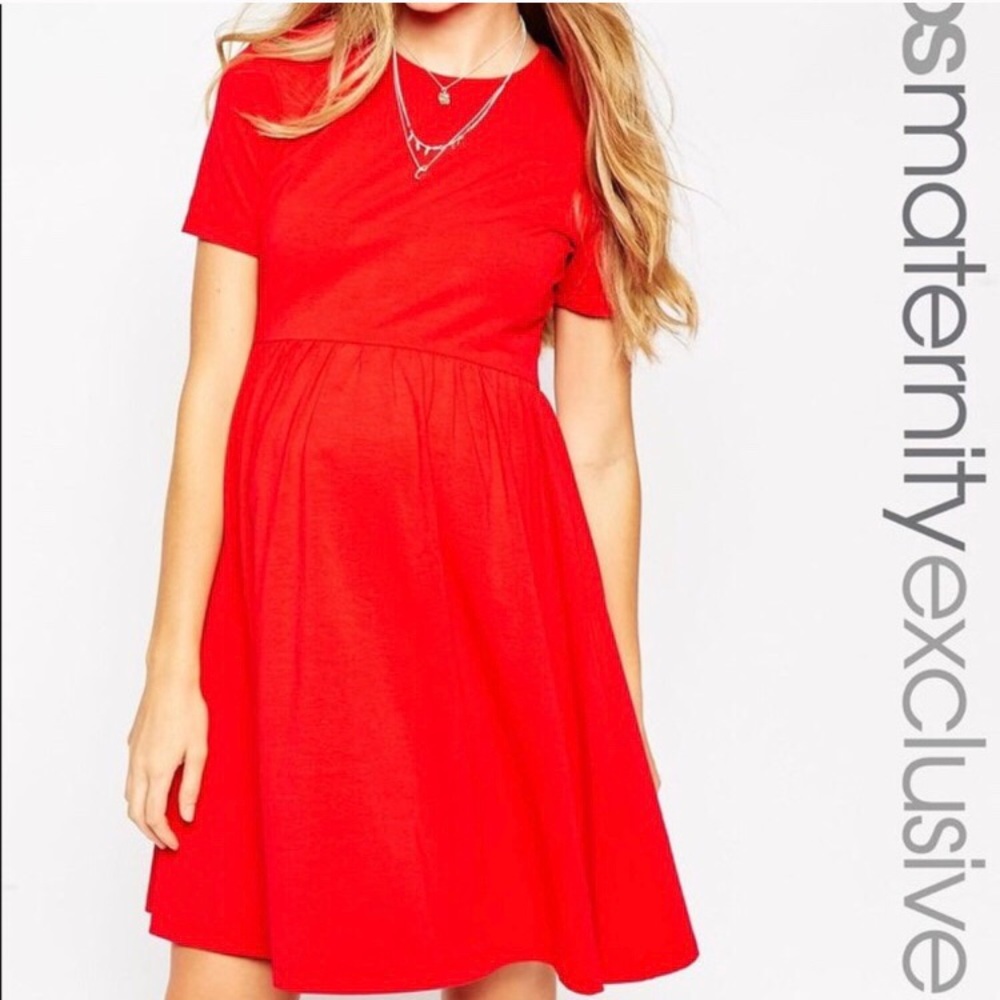 Asos red maternity dress 👗!